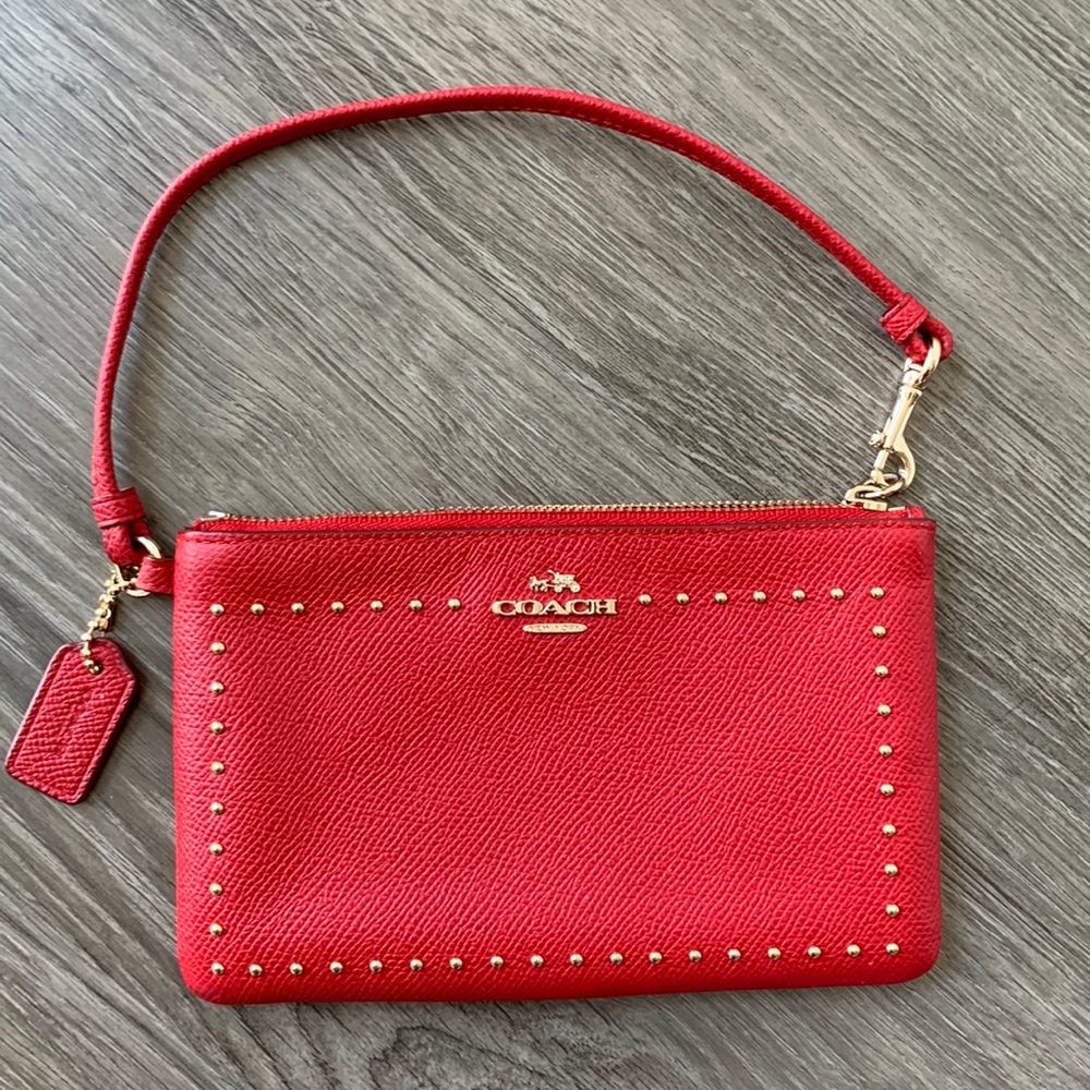 Coach Red Wristlet with gold details